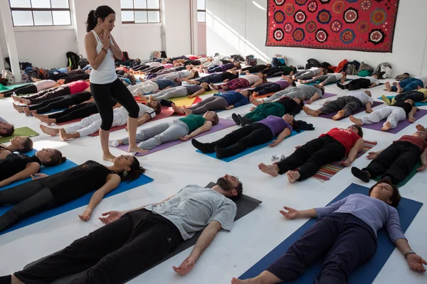 People at Yoga Festival in Milan, Italy