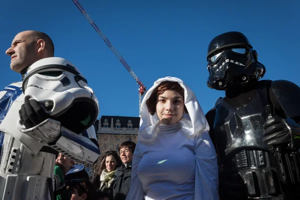 People of 501st Legion take part in the Star Wars Parade in Milan, Italy