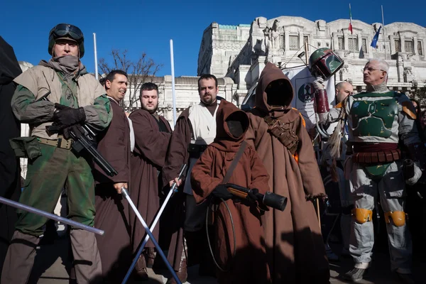 People of 501st Legion take part in the Star Wars Parade in Milan, Italy