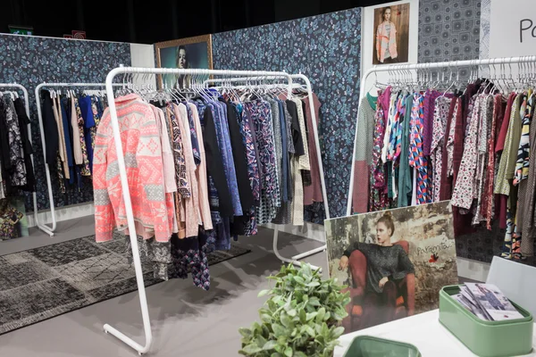 Dresses on display at Mipap trade show in Milan, Italy