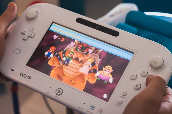 Close up of white Nintendo Wii U gamepad device