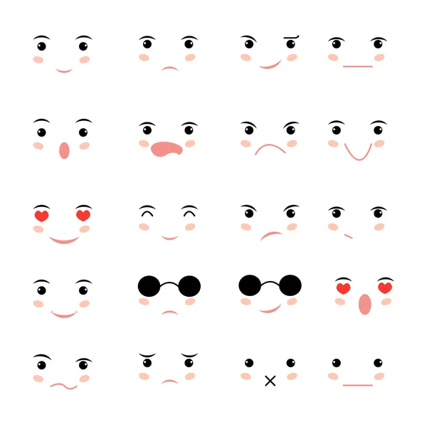 Set of faces with various emotion