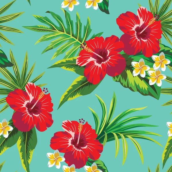 Tropical hibiscus flowers pattern