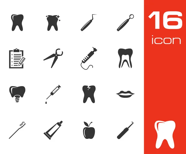 Vector black dental icons set