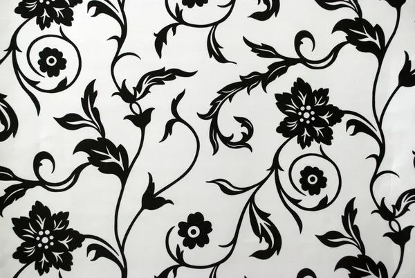 Decorative wallpaper with floral pattern in black and white