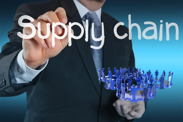 Supply chain management concept by flow from supplier to custome