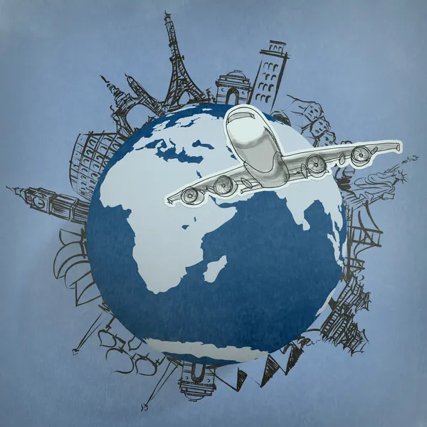 Airplane traveling around the world