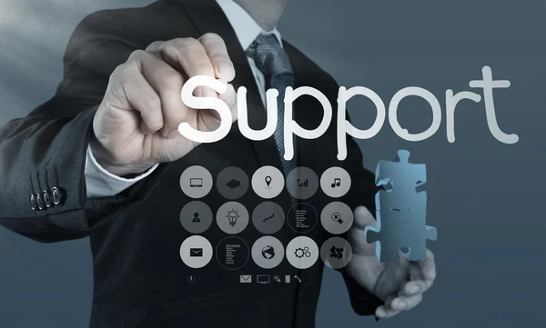 Businessman writing support concept