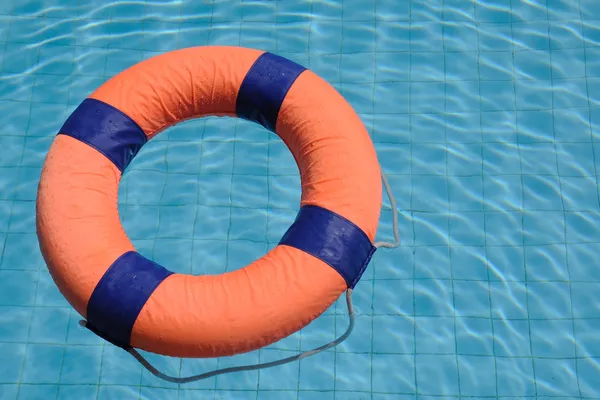 Orange swim ring with deep blue trim