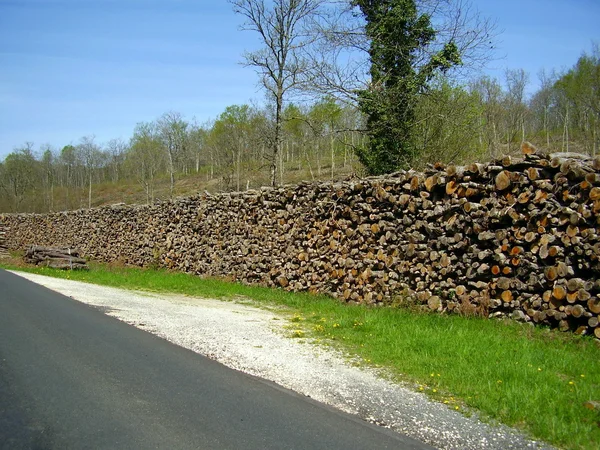 Log pile at the roadside