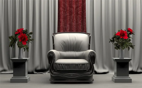 Armchair and red flowers