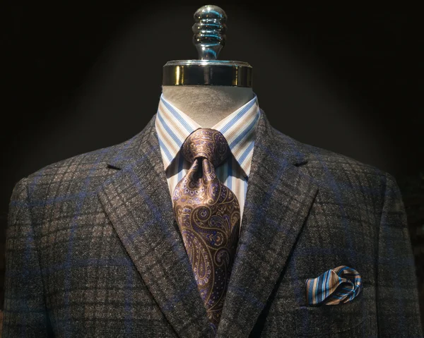 Checkered Jacket with Striped Shirt and Tie (Horizontal)