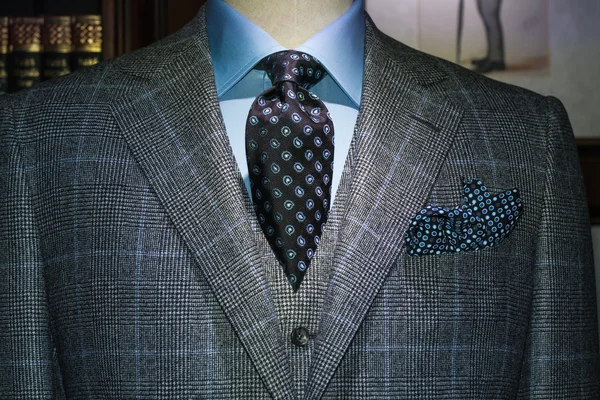 Checkered Jacket & West with Blue Shirt and Tie (Horizontal)