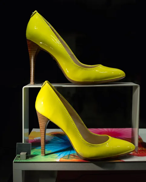 Yellow Women's Shoes on a Display