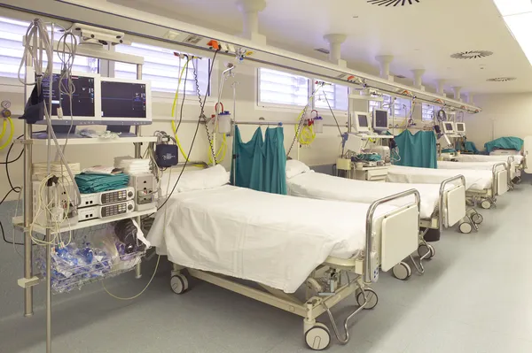 Hospital emergency room with gurneys