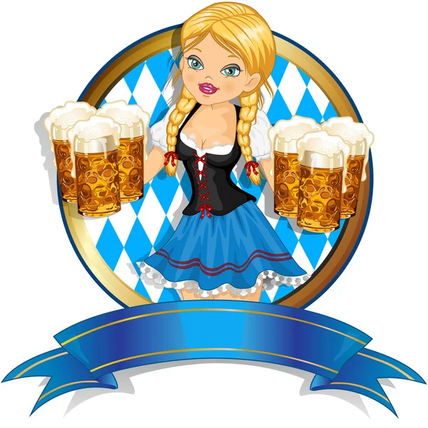 Bavarian Girl with flag and beer