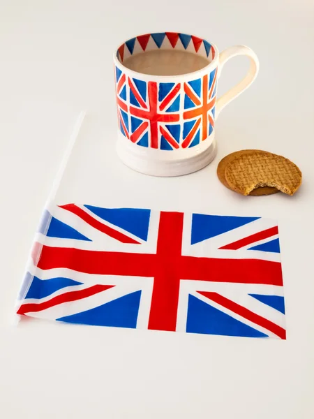 British flag with tea and biscuits