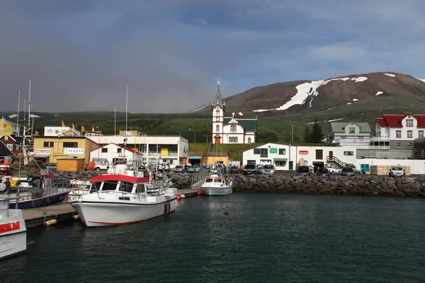 Icelandic Seaport: Boats for fishing and for whale watching tour — Stock Photo #28614133
