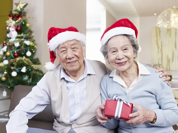 Senior Couple with Christmas Hats