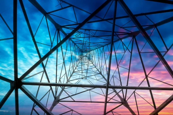 High-voltage tower sky background