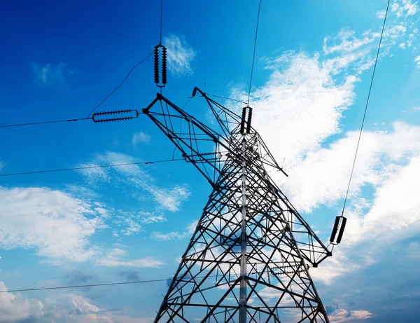 High-voltage tower sky background