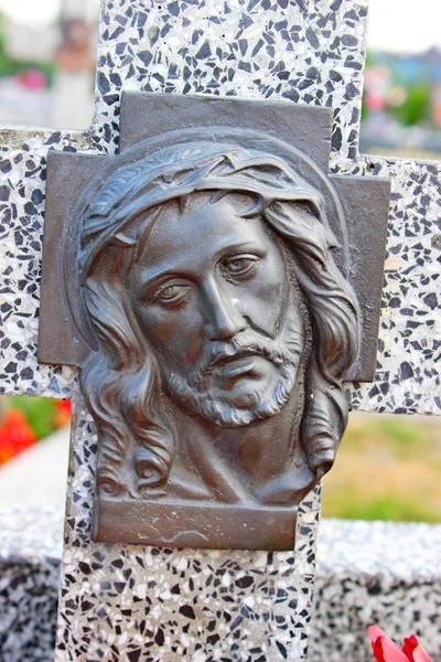 Face of Jesus, sculpture in cemetery