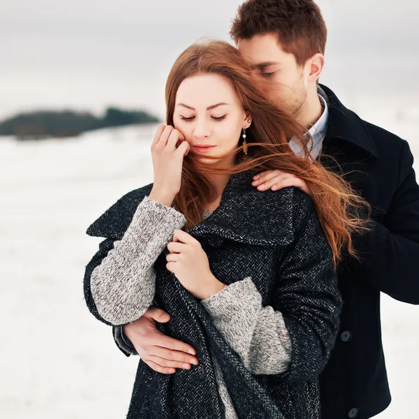 Young couple in cold weather