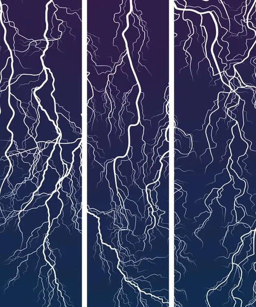 Vertical banner of lightning at night.