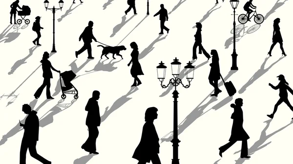 Horizontal Illustration Of Crowd People Silhouettes With Shadows Stock Images Page Everypixel everypixel