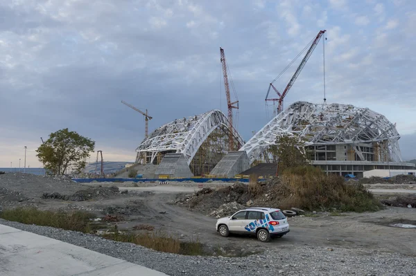 Construction of Olympic Fisht Arena in the Sochi Olympic Park, Russia