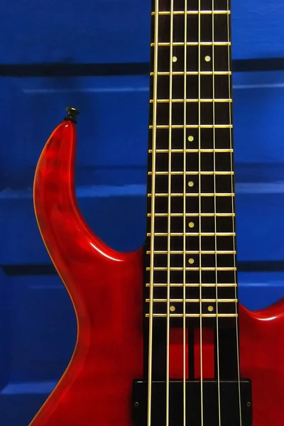 Red 6 String Bass Guitar