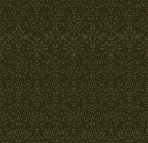 Floral pattern seamless. Flourish vector motif on green background. Oriental wallpaper.