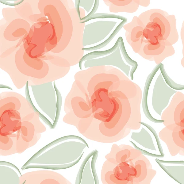 Flower rose seamless pattern. White floral seamless background.
