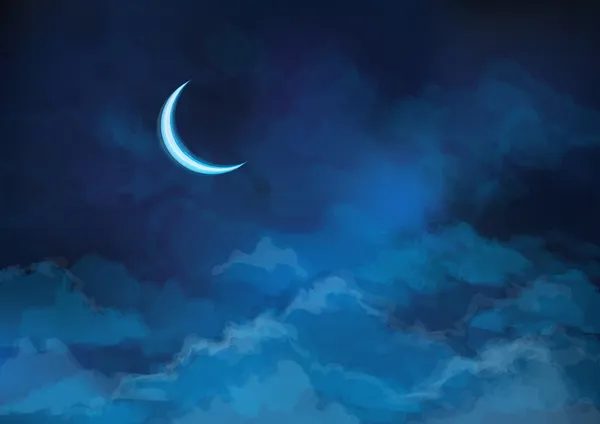 Vector  night sky background with moon.