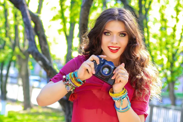 Photographer with vintage camera