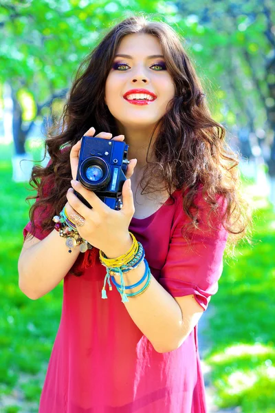 Photographer with vintage camera