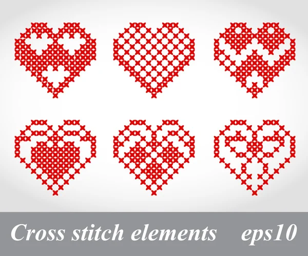 Vector cross stitch embroidery design elements