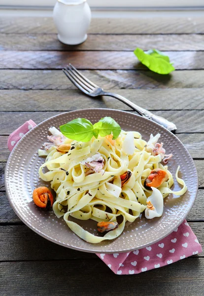 Tagliatelle pasta with seafood