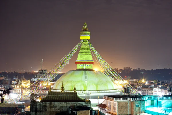 Boudhanath stupa at night in Nepal Kathmandu