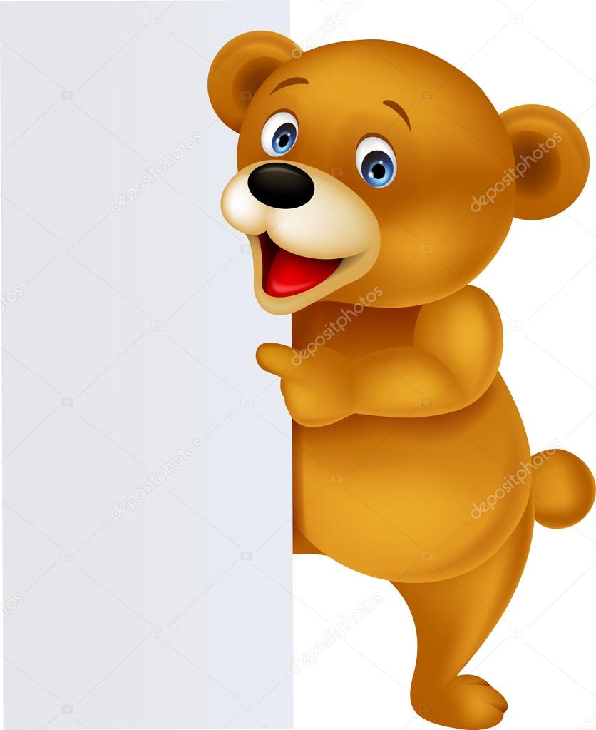 Lustige Bären Cartoon mit leere Zeichen — Stockvektor #19582053