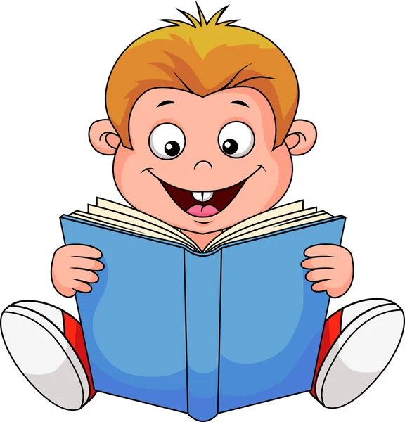 Un niño de dibujos animados, leyendo un libro — Vector stock ... Un niño de dibujos animados, leyendo un libro — Vector stock ...