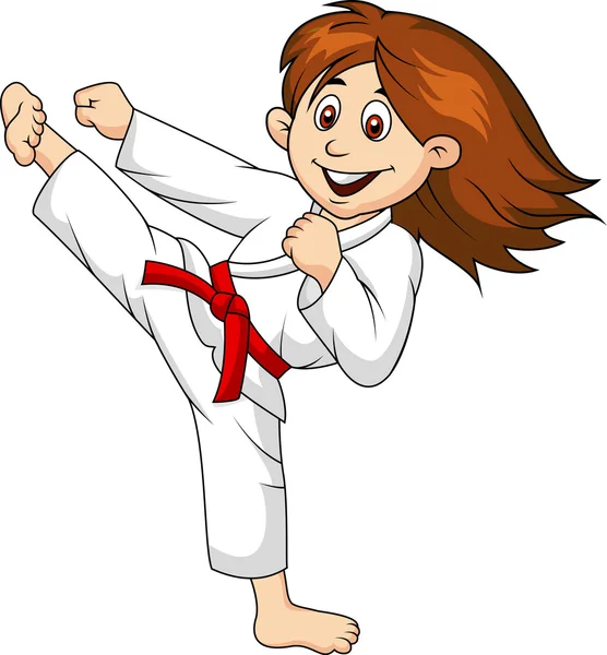 Girl cartoon doing martial art