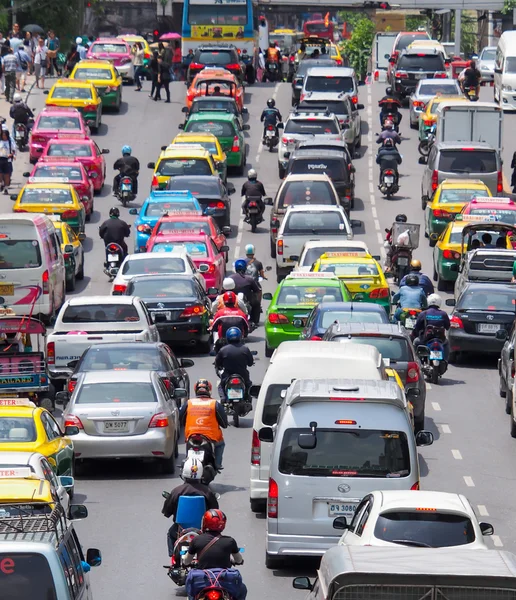 Very bad traffic in the center of Bangkok city