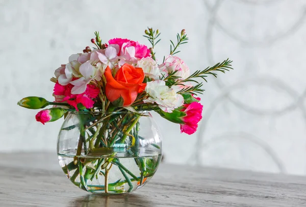 Flower bouquet in glass vase
