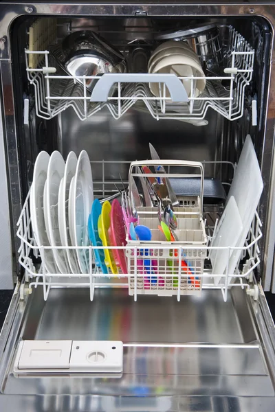 Packed dishwasher of clean dishes