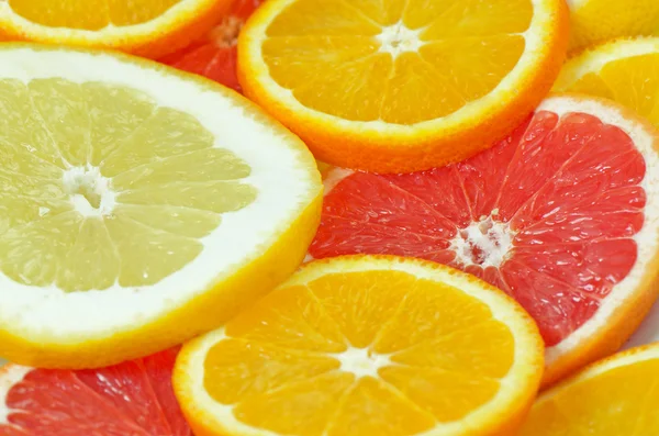 Slices orange and grapefruit