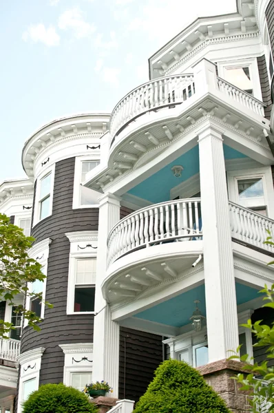 Three floor nice houses facades