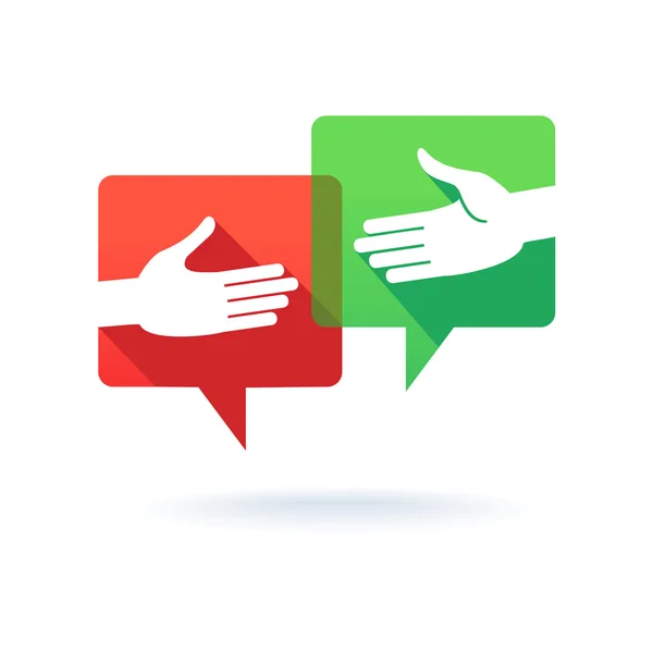 Speech bubbles with shaking hands
