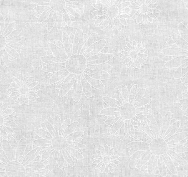 High resolution white fabric with white floral daisy pattern