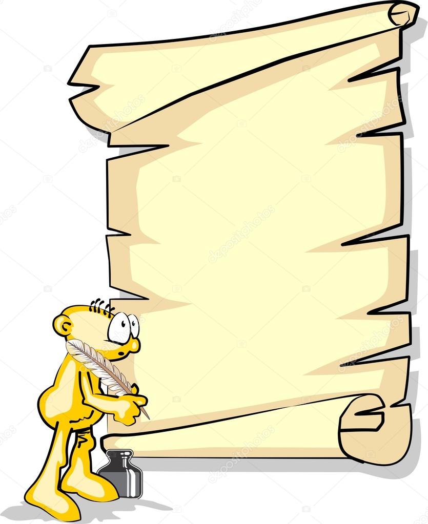 Man writing a parchment — Stock Vector © PhotoEstelar 35443365